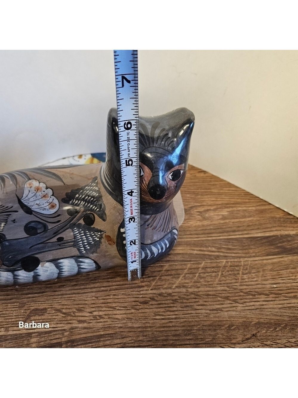 Vintage 50s Mexican Handpainted Decorative Ceramic Pottery Tonala Cat - Picture 10 of 11
